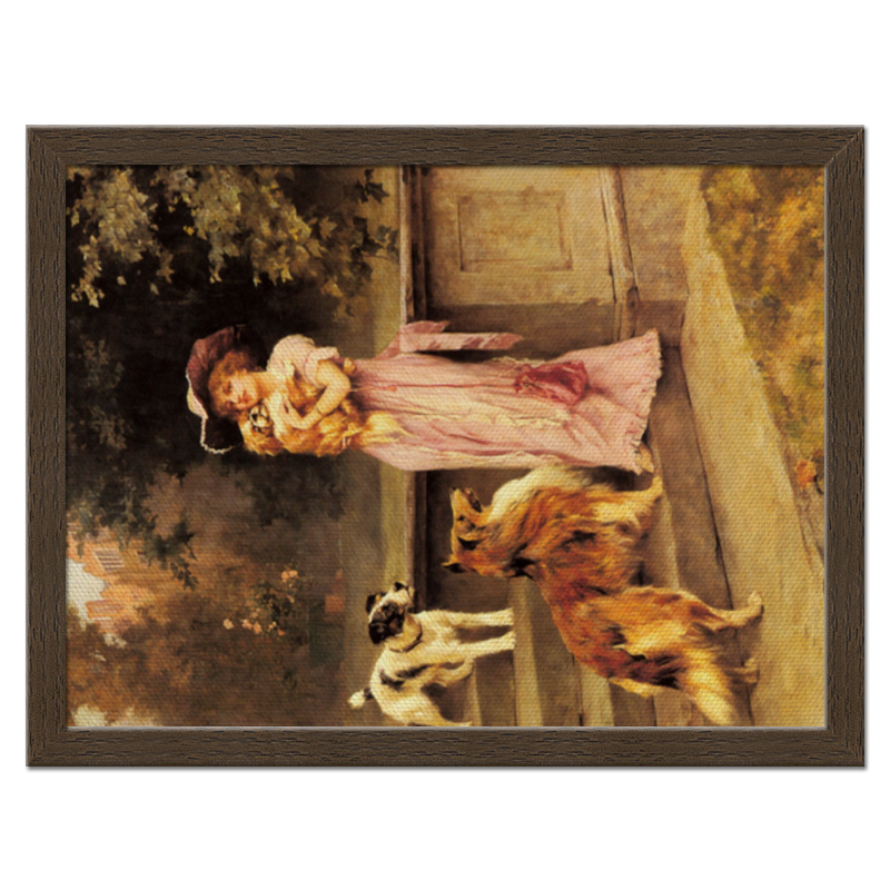 цена Printio Холст 30×40 Девушка с собаками