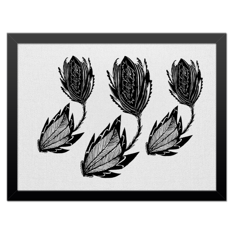 Printio Холст 30×40 Черные цветы