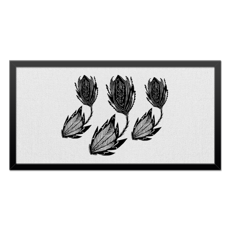 Printio Холст 30×60 Черные цветы