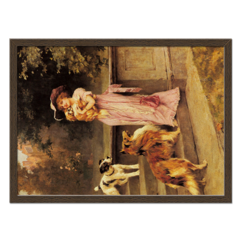 цена Printio Холст 40×55 Девушка с собаками