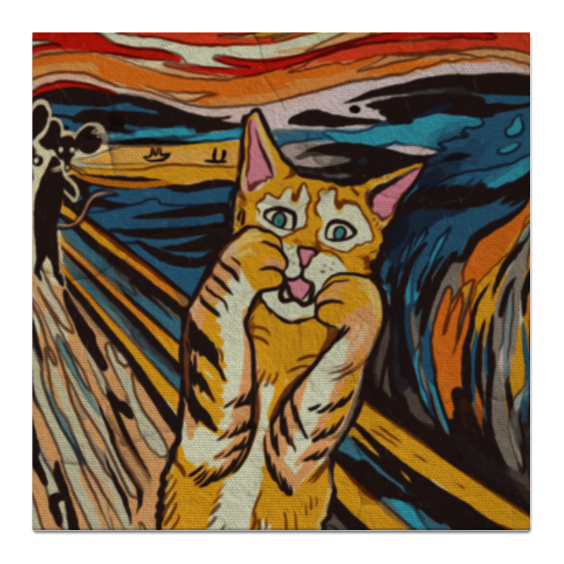 Printio Холст 50×50 Крик кота - пародия на эдварда мунка printio футболка wearcraft premium крик кота пародия на эдварда мунка
