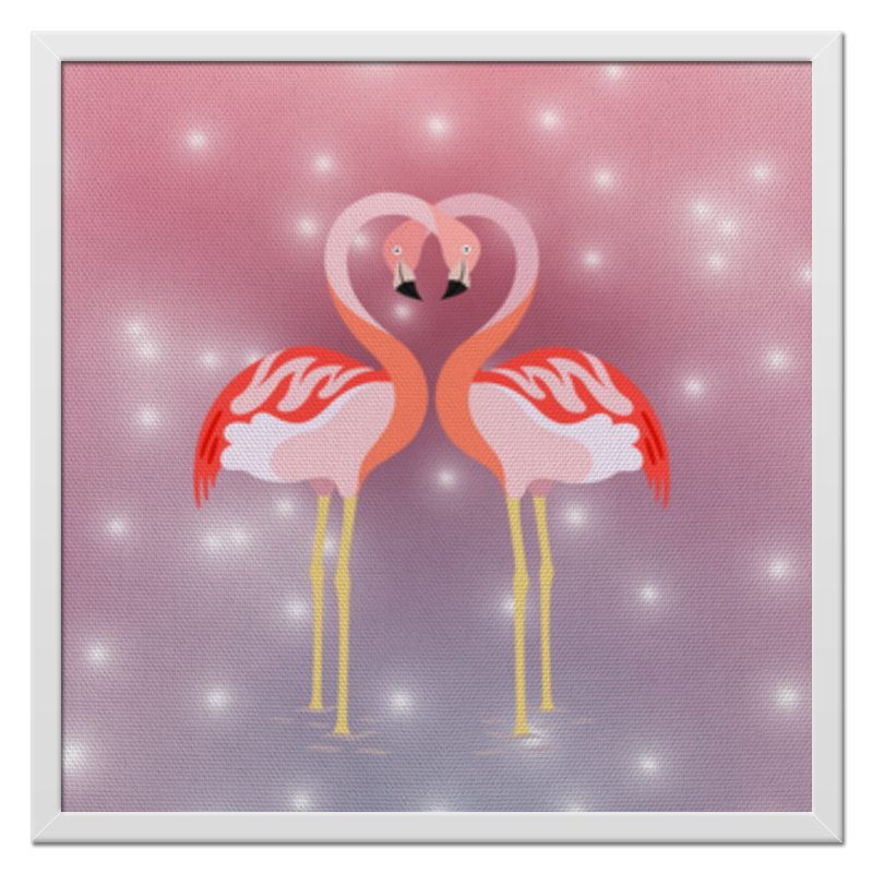 цена Printio Холст 50×50 Влюбленные фламинго