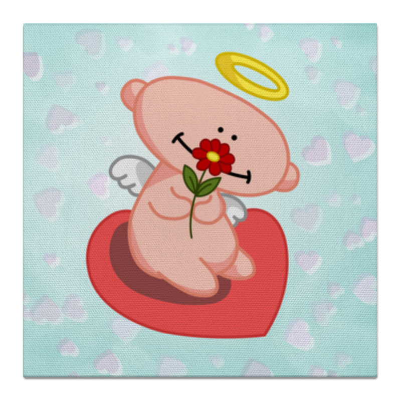 Printio Холст 50×50 Влюбленный ангелок с сердцем printio блокнот на пружине а4 влюбленный ангелок с сердцем
