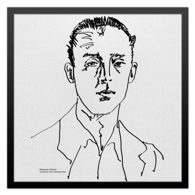Printio Холст 50×50 Портрет писателя в.набокова | автор а.неизвестнова классический мужской портрет по фото в раме