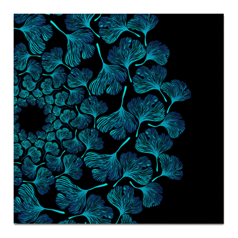 Printio Холст 50×50 Орнамент из голубых листьев гинкго