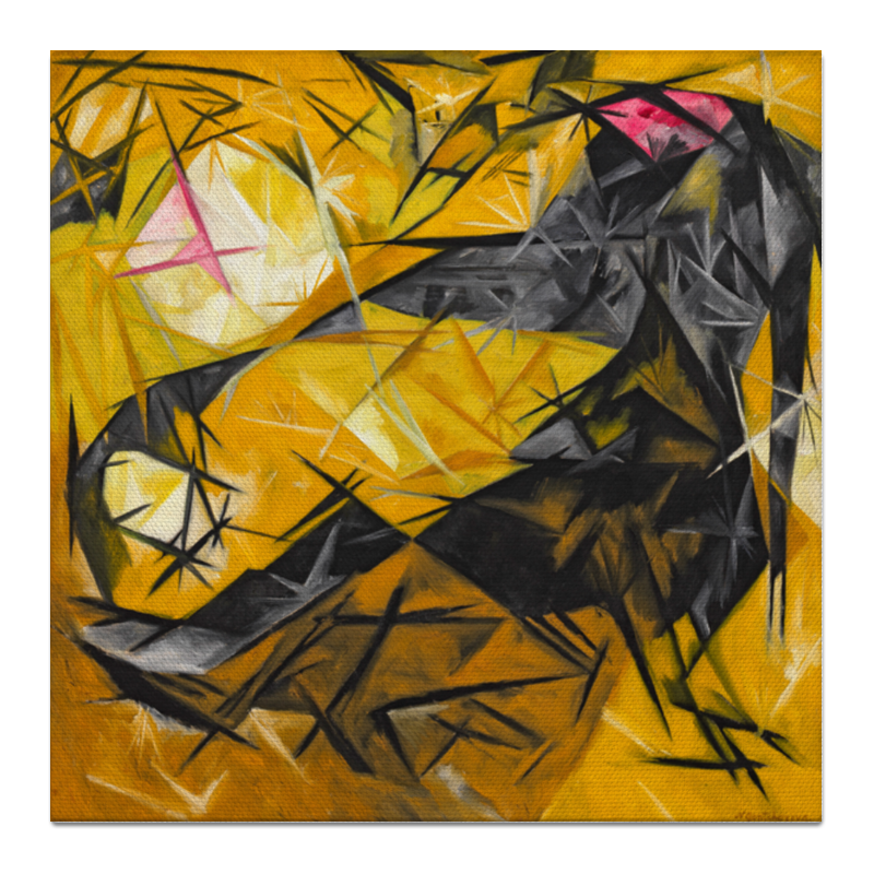Printio Холст 50×50 Кошки (розовое, черное и желтое)