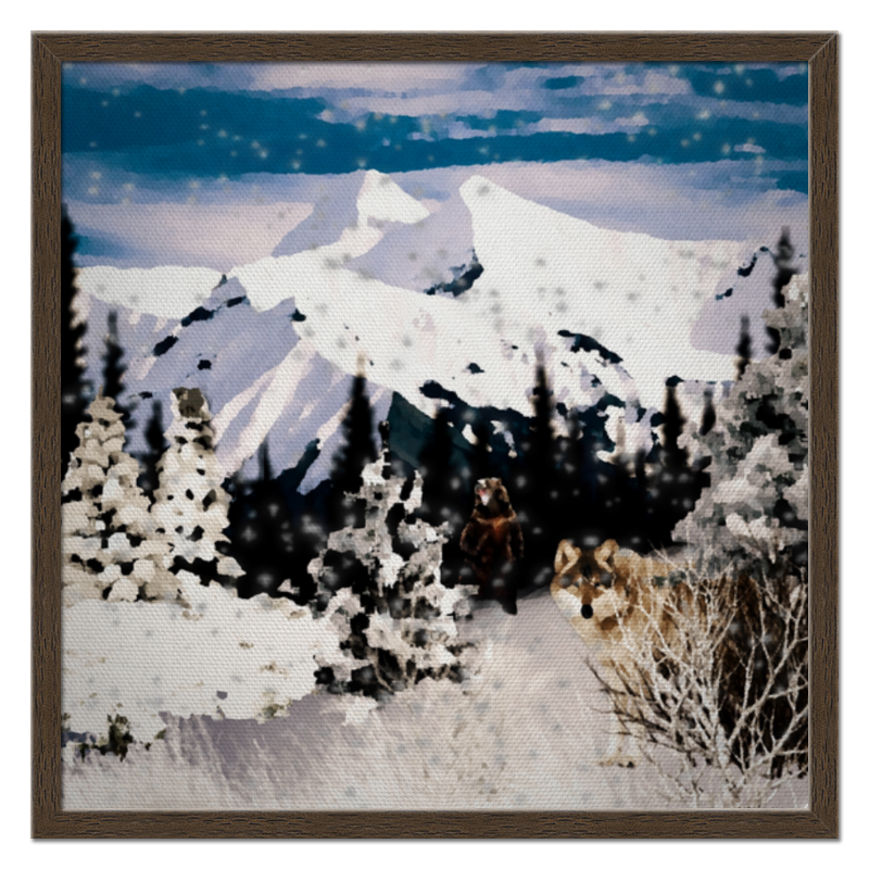 Printio Холст 50×50 Зимний пейзаж силиконовый чехол горы и лес на huawei y6p