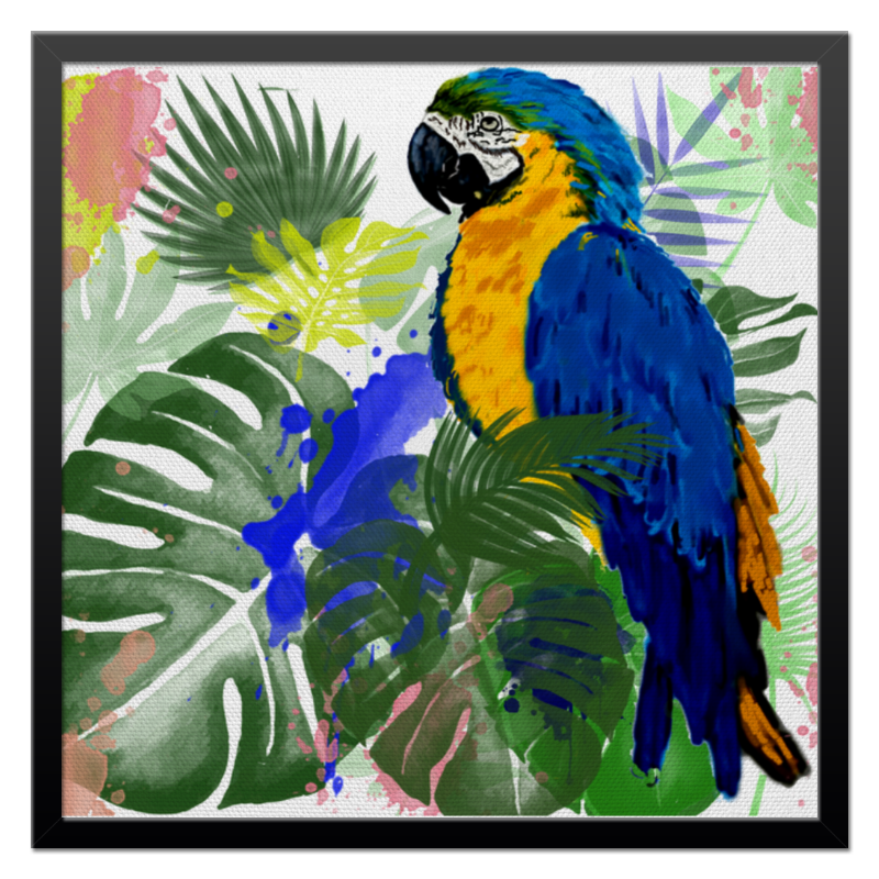 Printio Холст 50×50 Попугай ара в тропиках