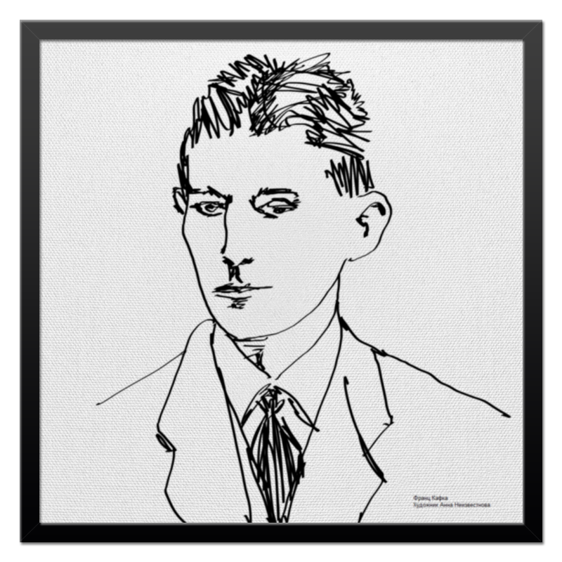 Printio Холст 50×50 Портрет писателя ф.кафки | автор а.неизвестнова