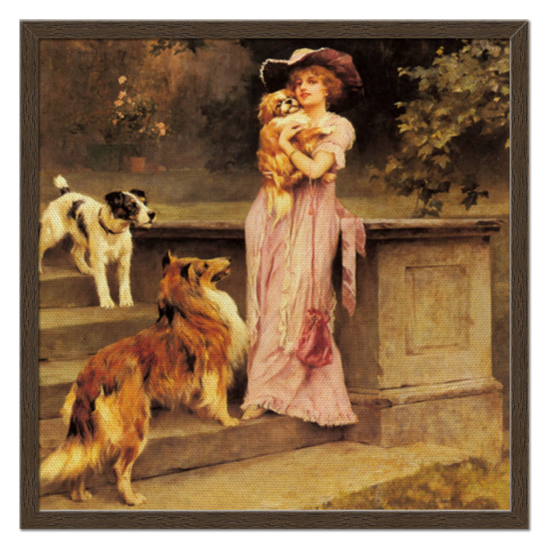 цена Printio Холст 50×50 Девушка с собаками