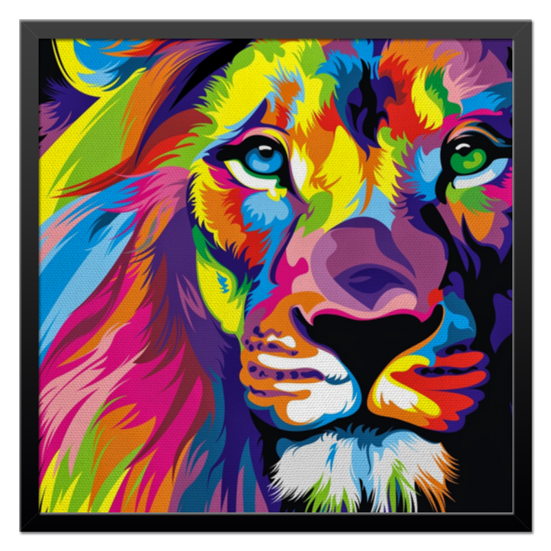 Printio Холст 50×50 Разноцветный лев printio холст 50×50 лев хищник