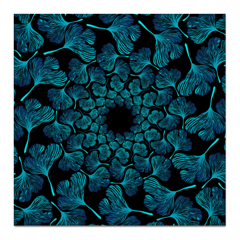 Printio Холст 50×50 Орнамент из голубых листьев гинкго
