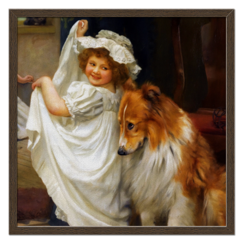 Printio Холст 50×50 Девочка с собакой printio холст 50×75 мальчик и девочка с собакой