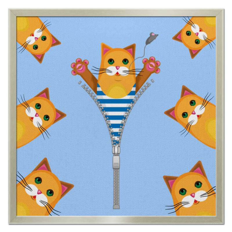 Printio Холст 50×50 Кот в тельняшке с мышкой printio футболка с полной запечаткой для мальчиков кот в тельняшке с мышкой