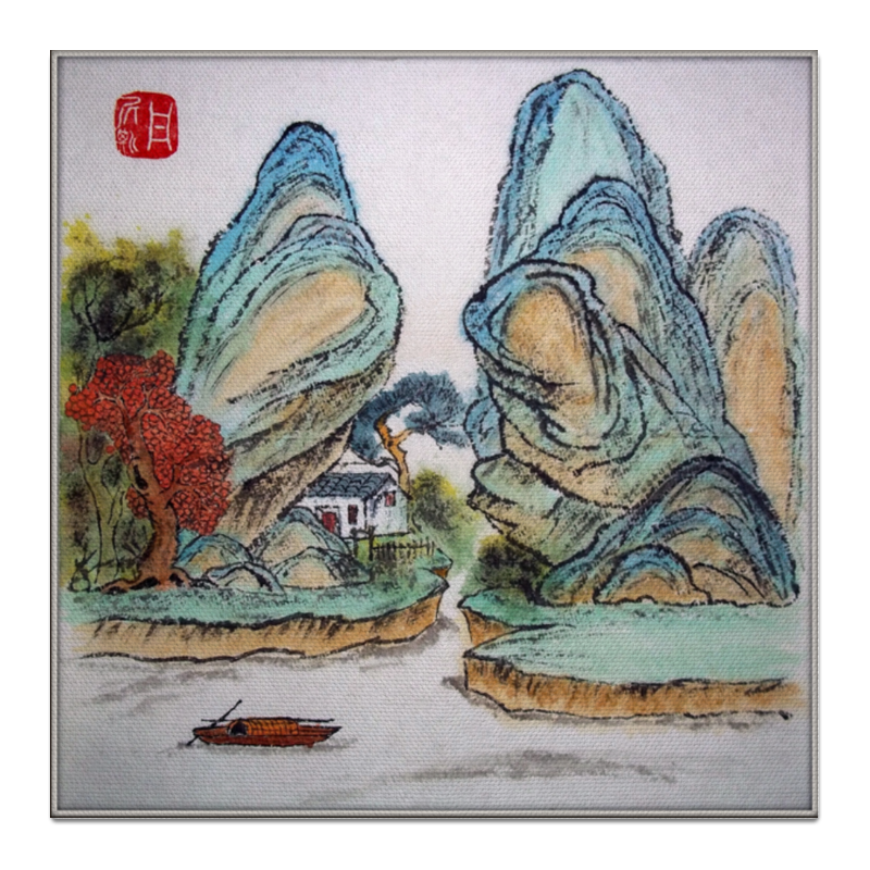 настольная каллиграфия и живопись для спальни prajnaparamita heart sutra украшение в китайском стиле Printio Холст 50×50 Два столпа