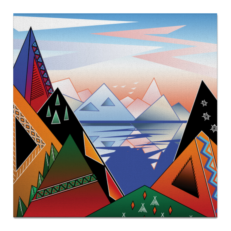 Printio Холст 50×50 Абстрактный пейзаж с горами и морем силиконовый чехол на vivo x21s пейзаж 50 для виво икс21 с