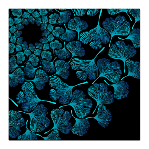 Заказать холст в Москве. Холст 50x50 Орнамент из голубых листьев гинкго от tsumehoshizora@gmail.com - готовые дизайны и нанесение принтов.