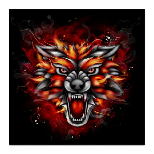 Заказать холст в Москве. Холст 50x50 Wolf & Fire от Аня Лукьянова - готовые дизайны и нанесение принтов.