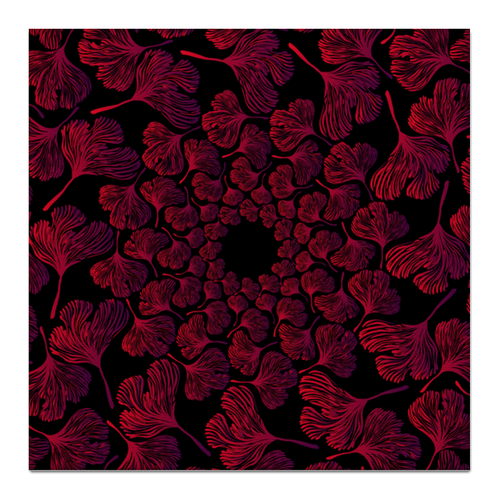 Заказать холст в Москве. Холст 50x50 Орнамент из красных листьев гинкго от tsumehoshizora@gmail.com - готовые дизайны и нанесение принтов.