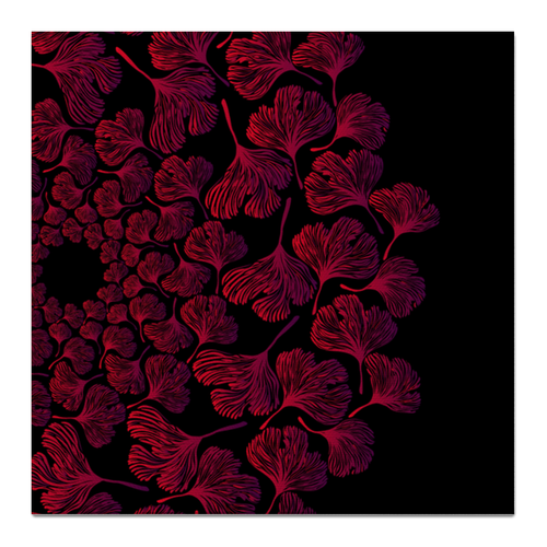 Заказать холст в Москве. Холст 50x50 Орнамент из красных листьев гинкго от tsumehoshizora@gmail.com - готовые дизайны и нанесение принтов.