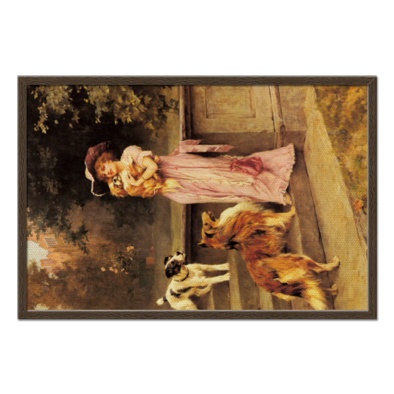 цена Printio Холст 50×75 Девушка с собаками