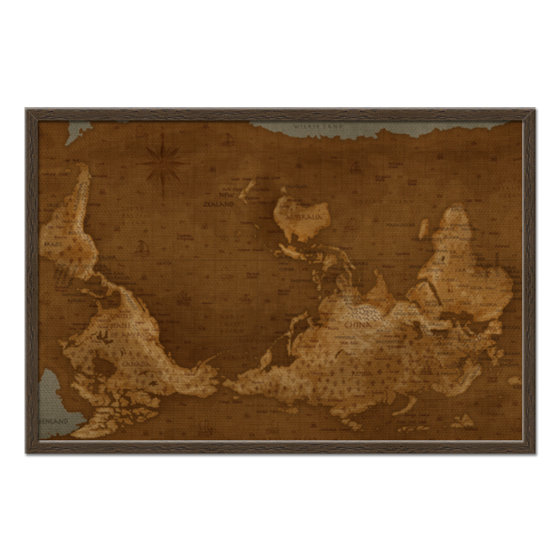 Printio Холст 50×75 Карта мира рамка для карты