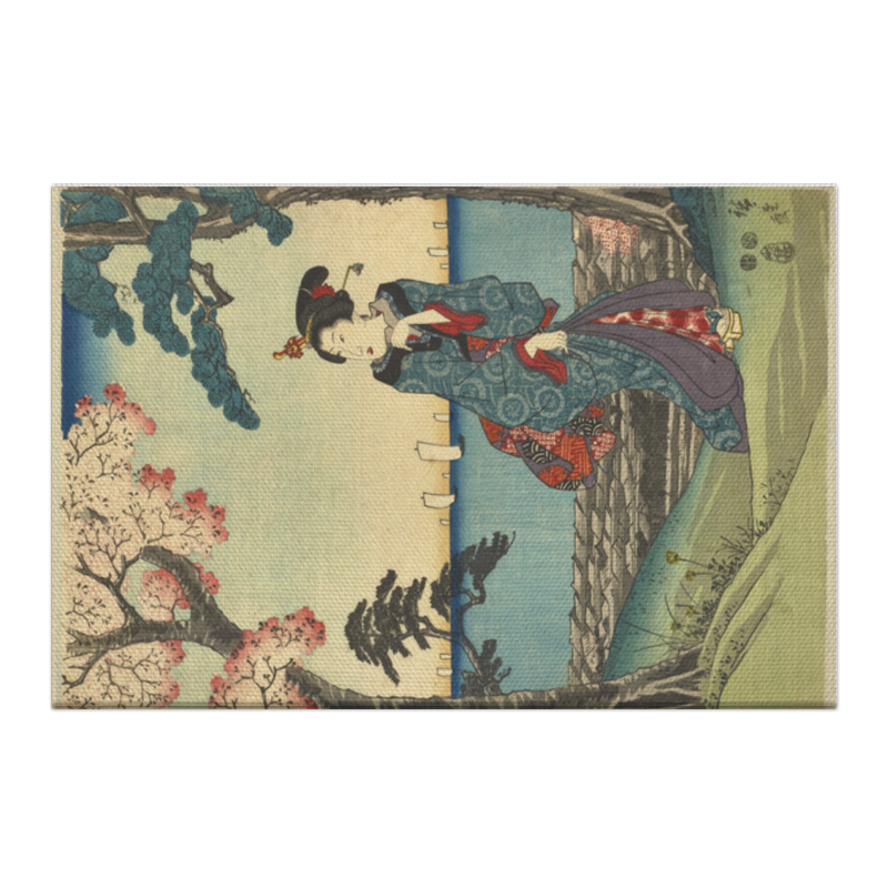Printio Холст 50×75 «наслажденье вишнёвым цветом в готеньяме» хиросигэ 100 видов эдо