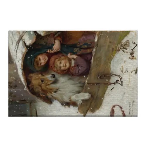 Заказать холст в Москве. Холст 50x75 Дети и собака, зима от Apfelbaum - готовые дизайны и нанесение принтов.
