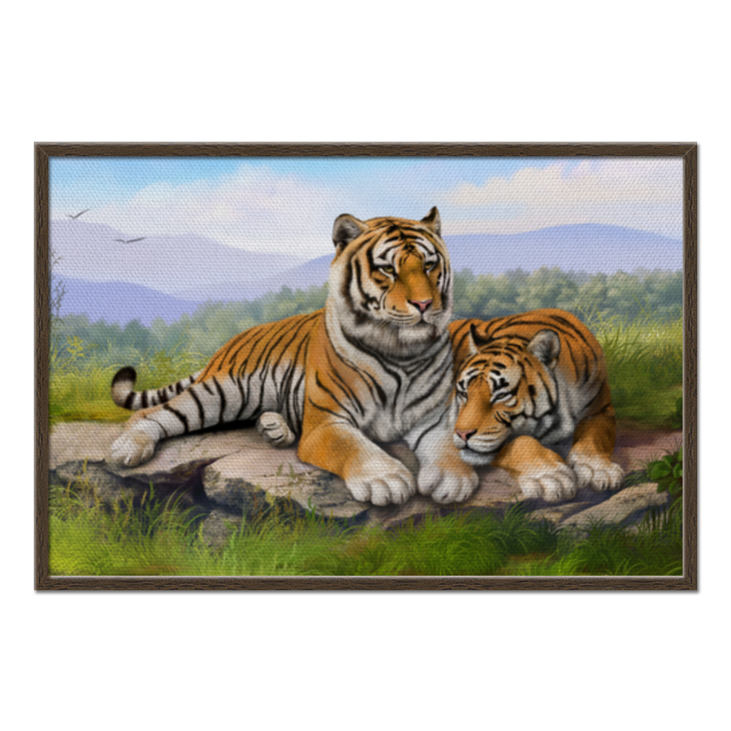 цена Printio Холст 60×90 Тигры