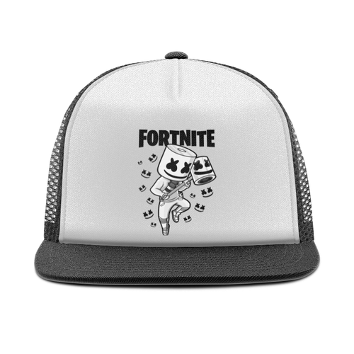 Заказать головной убор в Москве. Кепка тракер с сеткой Fortnite, Marshmello от geekbox - готовые дизайны и нанесение принтов.