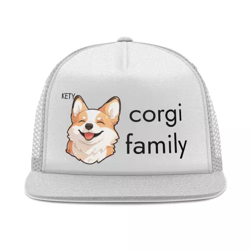 Заказать головной убор в Москве. Кепка тракер с сеткой Corgi Kety family от chiefredactor@yandex.ru - готовые дизайны и нанесение принтов.