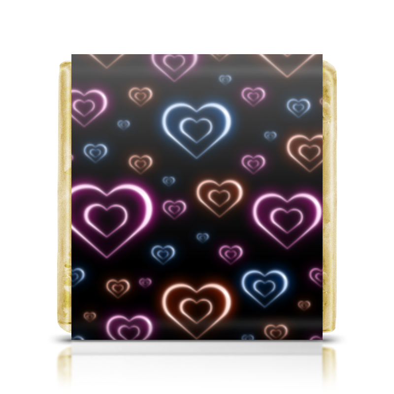 Printio Шоколадка 3,5×3,5 см Неоновые сердца, с выбором цвета фона. printio плед флисовый 130×170 см неоновые сердца с выбором цвета фона