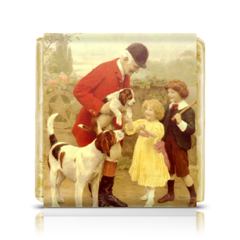 printio шоколадка 3 5×3 5 см картина артура элсли 1860 1952 Printio Шоколадка 3,5×3,5 см Собаки егеря (arthur john elsley)
