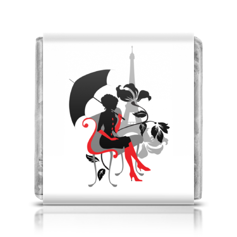 Printio Шоколадка 3,5×3,5 см Красивая девушка под зонтиком. силуэт (eszadesign) printio коврик для мышки круглый красивая девушка с зеркалом силуэт eszadesign