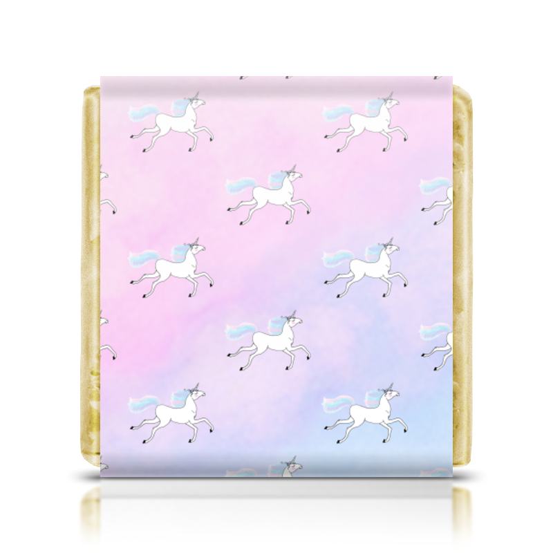 printio тетрадь на скрепке единорожки в акварельных облаках Printio Шоколадка 3,5×3,5 см Единорожки в акварельных облаках