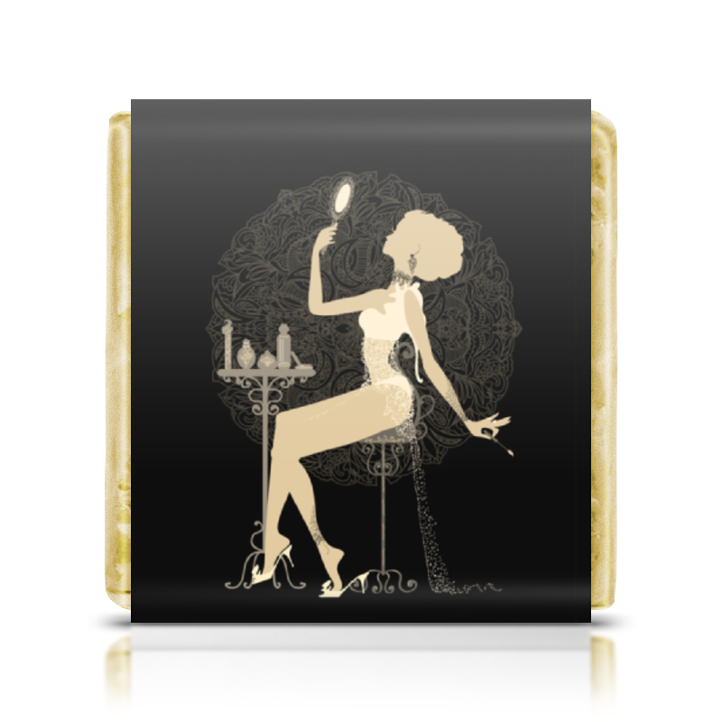Printio Шоколадка 3,5×3,5 см Красивая девушка с зеркалом силуэт eszadesign printio шоколадка 3 5×3 5 см ностальгия по парижу силуэт eszadesign