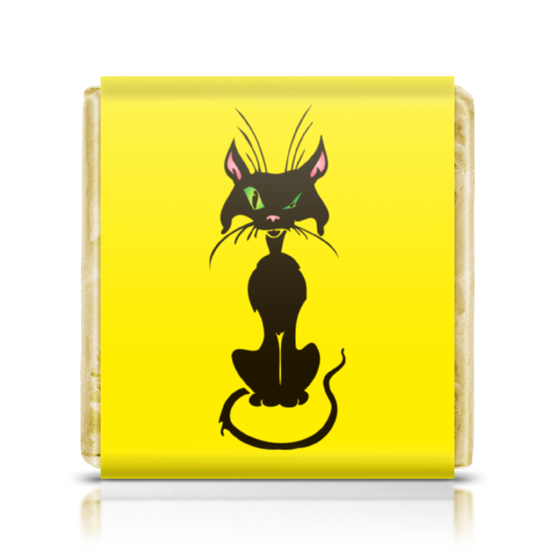 Printio Шоколадка 3,5×3,5 см Черный кот printio шоколадка 3 5×3 5 см кот и мышка