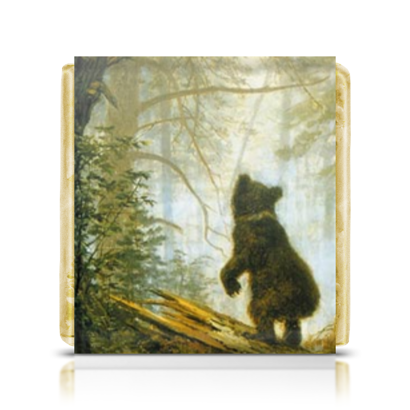 гобеленовая картина в сосновом бору 44х34 см Printio Шоколадка 3,5×3,5 см Мишки в сосновом бору