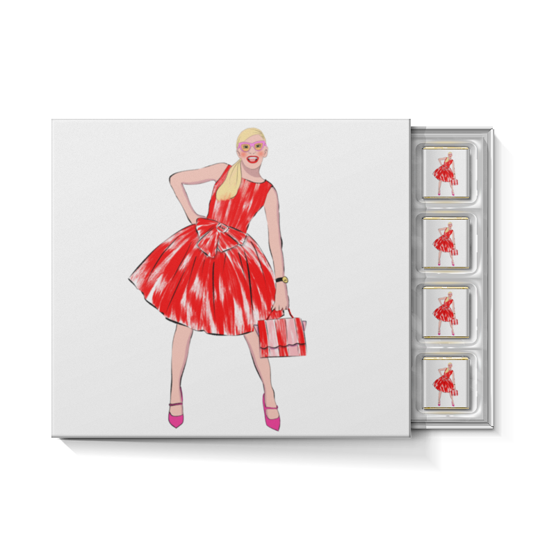 Printio Набор конфет С ореховой начинкой Девушка в красном платье