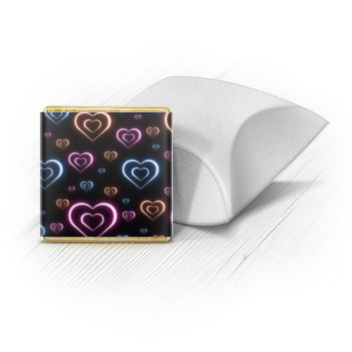 Заказать шоколадные наборы в Москве. Набор шоколадных конфет "Ракушка" Неоновые сердца, с выбором цвета фона. от bd-art  - готовые дизайны и нанесение принтов.