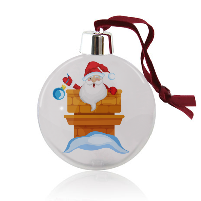 Printio Ёлочный шар Дед мороз выглядывает из печной трубы printio ёлочный шар дед мороз с подарками