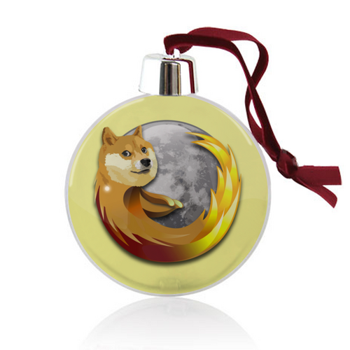 Заказать ёлочное украшение в Москве. Ёлочный шар Doge Firefox от Jimmy Flash - готовые дизайны и нанесение принтов.