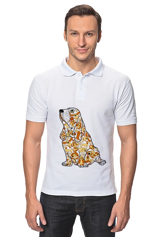 Printio Рубашка Поло Смешная собака бассет мужская футболка собака ушастая m белый