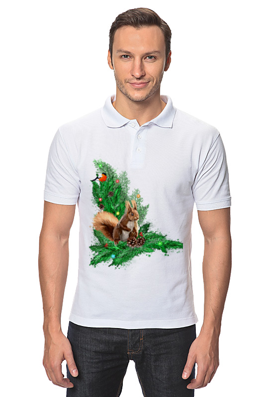Printio Рубашка Поло Белочка с шишками на елке. printio футболка wearcraft premium белочка с шишками на елке