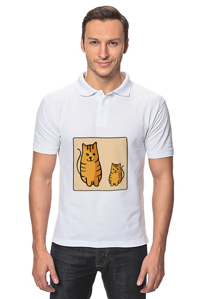 Заказать мужскую поло в Москве. Рубашка Поло Два котика, смотрящие друг на друга от asnia@ya.ru - готовые дизайны и нанесение принтов.