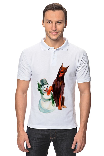 Заказать мужскую поло в Москве. Рубашка Поло забавная акварельная собака, символ 2018 года от Игма - готовые дизайны и нанесение принтов.
