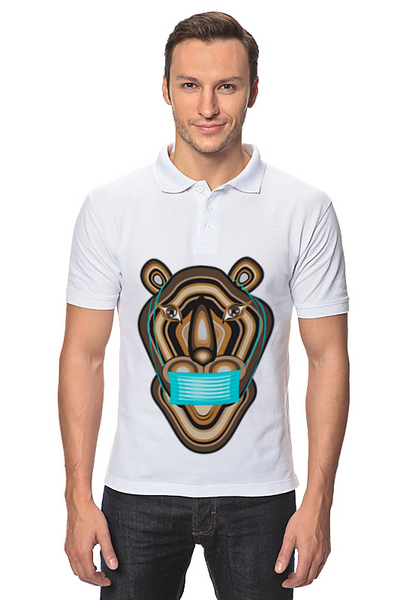 Заказать мужскую поло в Москве. Рубашка Поло Тигр в маске от Stil na yarkosti - готовые дизайны и нанесение принтов.