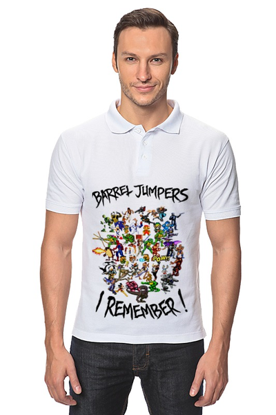Заказать мужскую поло в Москве. Рубашка Поло Barrel Jumpers. I Remember! от BJ Shop - готовые дизайны и нанесение принтов.