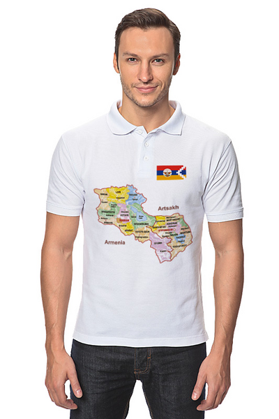 Заказать мужскую поло в Москве. Рубашка Поло Карта Арцаха от ar_lev - готовые дизайны и нанесение принтов.
