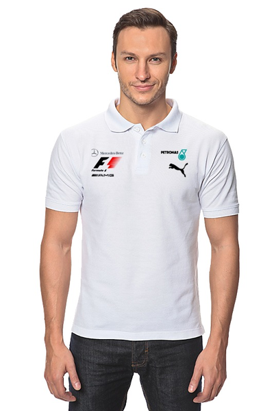Заказать мужскую поло в Москве. Рубашка Поло Puma Mercedes Petronas F1 от Illson Pride - готовые дизайны и нанесение принтов.